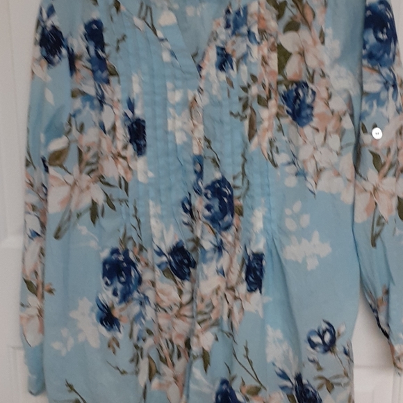 Roaman's women's Plus size 24 floral tunic Top Light Blue - Picture 9 of 9